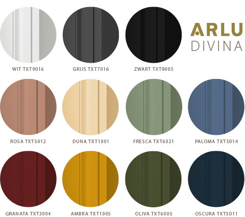 Divina - glazen scheidingswanden & -deuren - beschikbaar in 11 kleuren: wit, zwart, grijs, rosa, duna, fresca, paloma, granata, ambra, oliva, oscura
